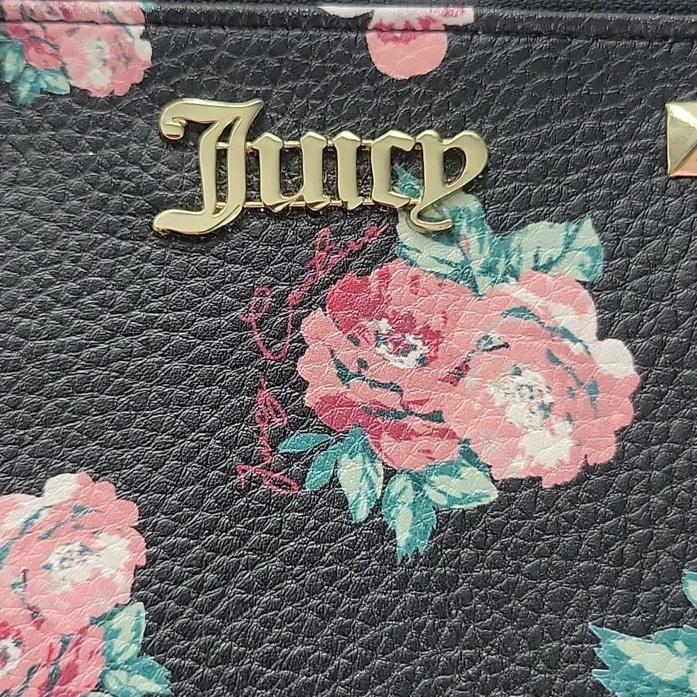 Juicy Couture Black and Pink Floral Clutch